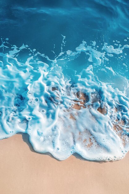 Photo abstract blue ocean sand beach and sea foam background fresh cheerful and relaxing summer concept