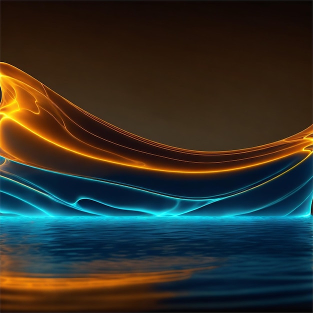 Abstract blue and orange effects on a dark background fiery neon highlights designs template