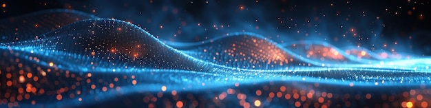 Abstract Blue and Orange Glow with Sparkles