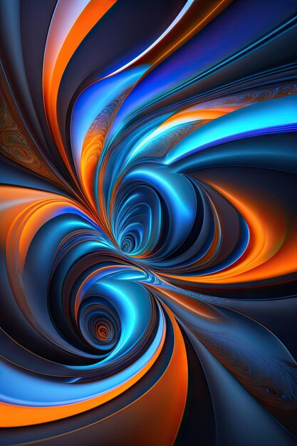 Abstract blue and orange glowing shapes Fantastic glowing fractal shapes Holiday wallpaper