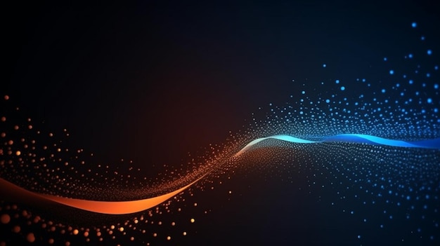 Abstract blue and orange light dots background