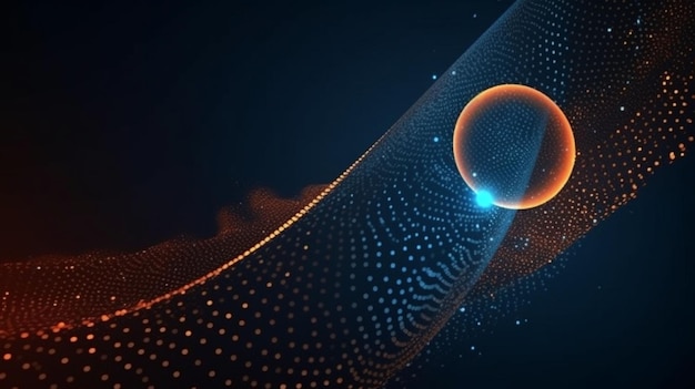 Abstract blue and orange light dots background