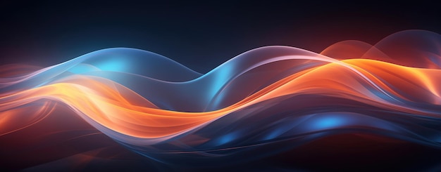 Abstract Blue and Orange Liquid Background with Neon Lights