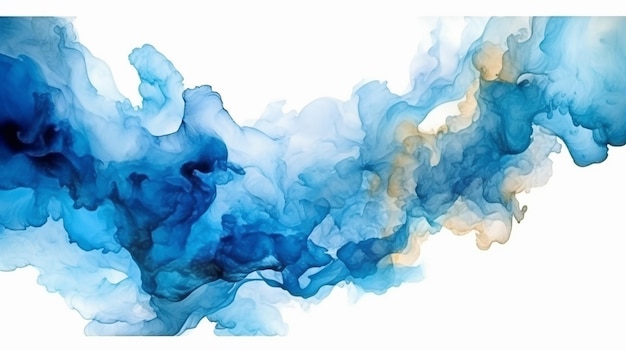 Abstract blue painting by watercolor and alcohol ink Generative AI