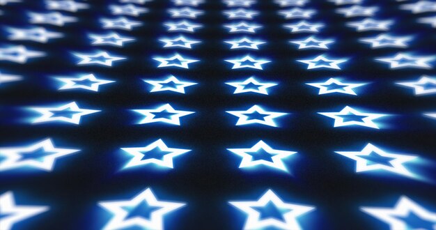 Photo abstract blue pattern of glowing geometric stars futuristic hitech black background