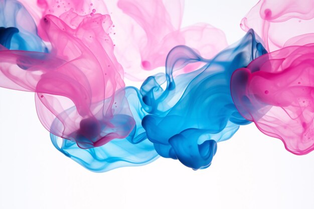 Abstract blue and pink colors smoke explosion on a white background generative ai