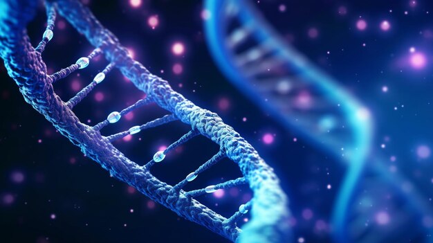 Abstract blue and pink DNA background