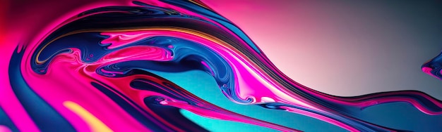 Abstract blue and pink swirl wave background Flow liquid lines design element Generative AI