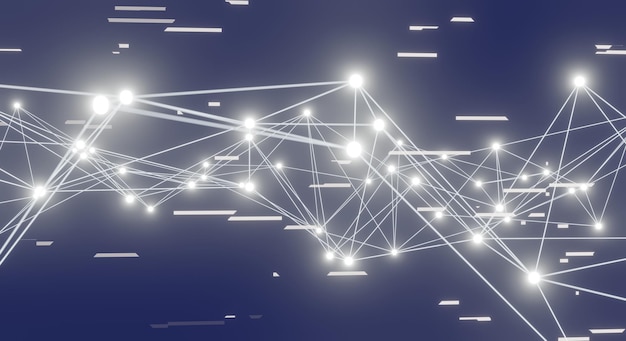 技術科学の背景のための抽象的な青い神経叢の背景接続線と点化合物とのビッグデータ複合体線神経叢ビッグデータの視覚化ネットワークまたはconnection3dレンダリング
