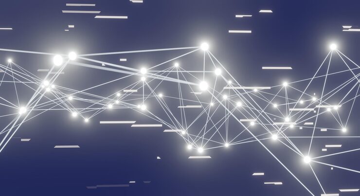 Photo 기술 과학 배경에 대한 추상 파란색 신경총 배경 연결 선 및 점 화합물과 복잡한 빅 데이터 라인 신경총 빅 데이터 시각화 네트워크 또는 connection3d 렌더링