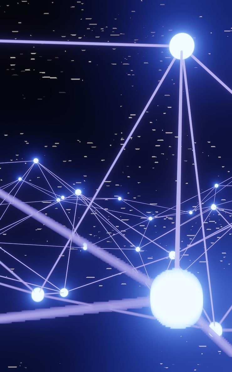 Photo 기술 과학 배경에 대한 추상 파란색 신경총 배경 연결 선 및 점 화합물과 복잡한 빅 데이터 라인 신경총 빅 데이터 시각화 네트워크 또는 connection3d 렌더링