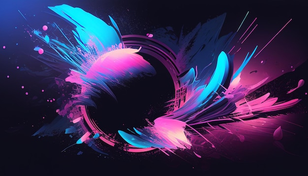 Abstract blue and purple dynamic neon lines background Generative AI