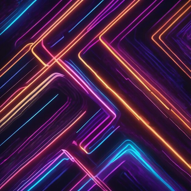 Foto abstract blue and purple dynamic neon lines background generative ai