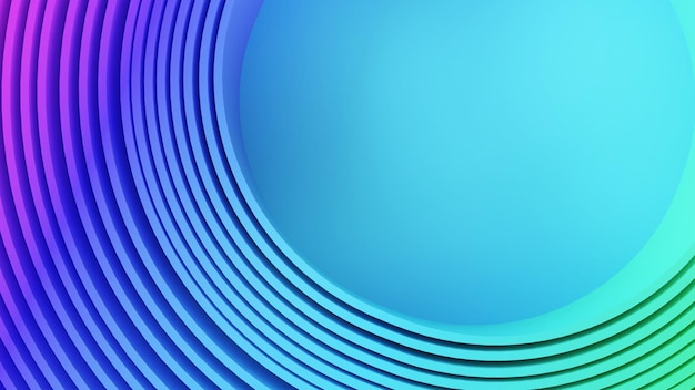 Abstract blue purple gradient circle stripes backgroundcolour flusso di onde rendering 3d