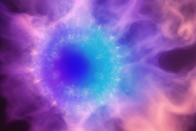 Abstract blue purple sparkling circle with smoke generative ai