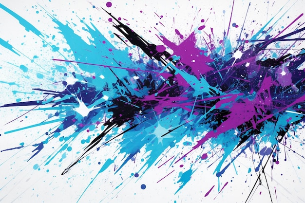 Photo abstract blue and purple splashes and noise