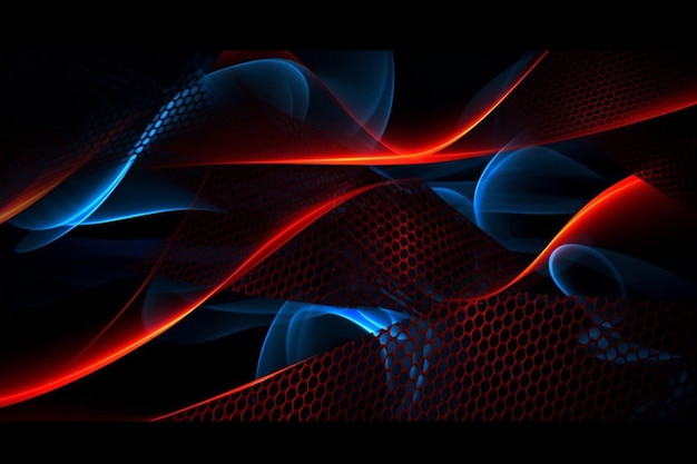 Abstract blue and red background with a black background generative ai