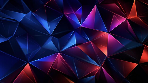 abstract blue and red triangles on a black background