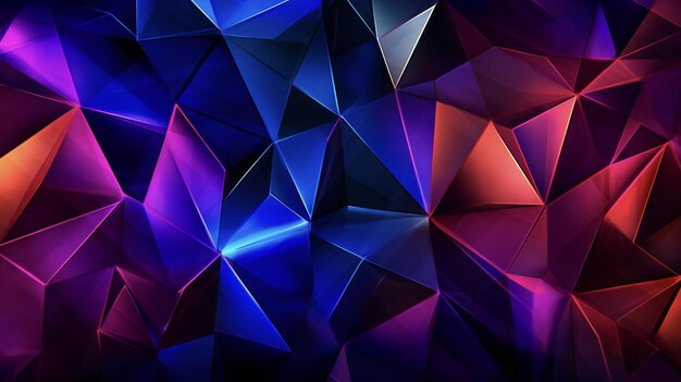 abstract blue and red triangles on a black background