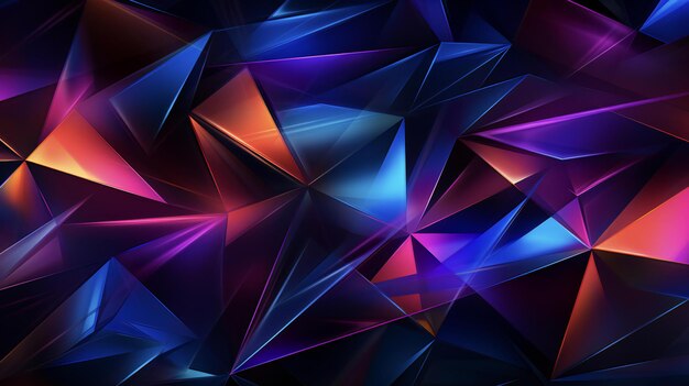 abstract blue and red triangles on a black background