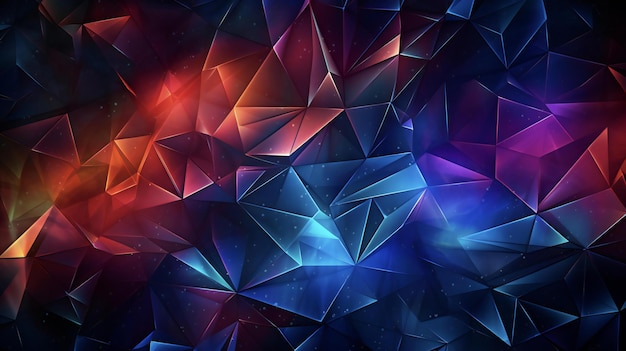 abstract blue and red triangles on a black background