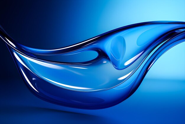 Abstract blue shape against light background 3D illustration Smooth shape 3d rendering