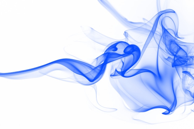 Abstract blue smoke movement on white background