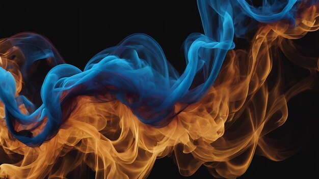 Abstract blue smoke moves on black background