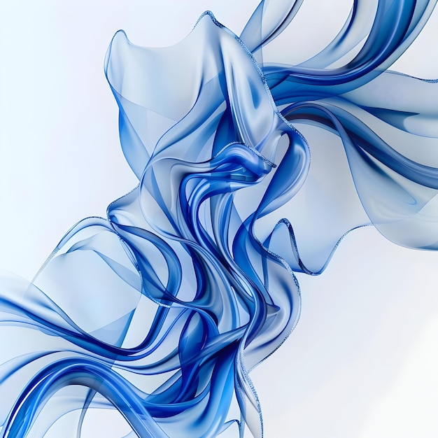 Абстрактная голубая гладкая волновая линия на белом фоне генеративная ai aig21
