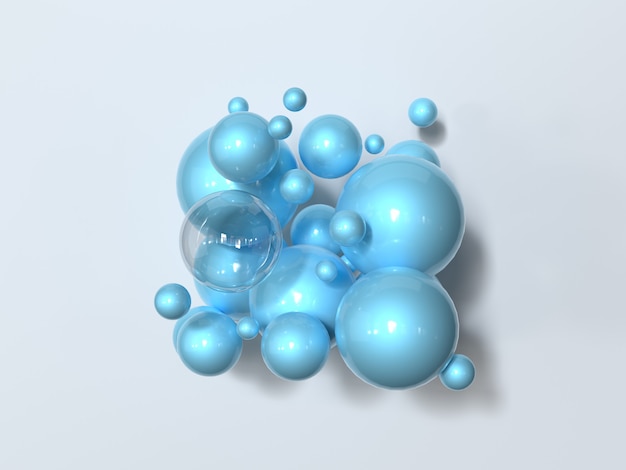 抽象的な青い球の光沢のある3 dレンダリング