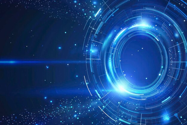 Photo abstract blue tech futuristic frame template copyspace design background