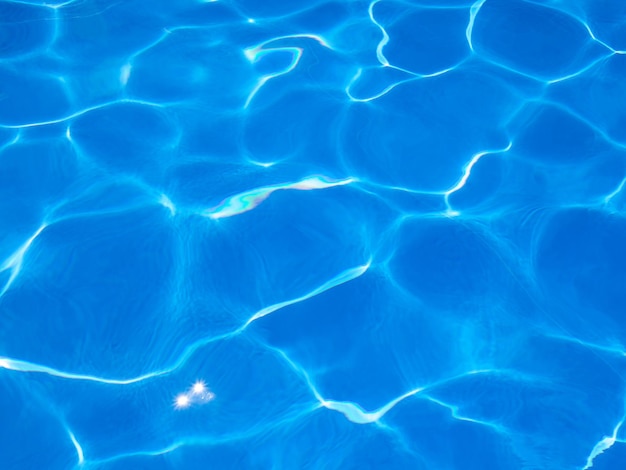 Abstract blue texture of swimming pool water with reflections