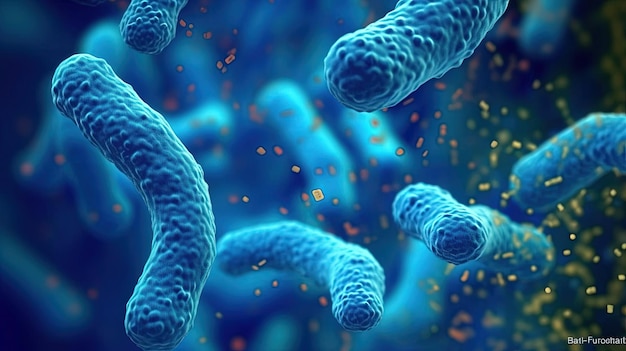 Abstract blue types of bacterial molecules Created with Generative Ai technology