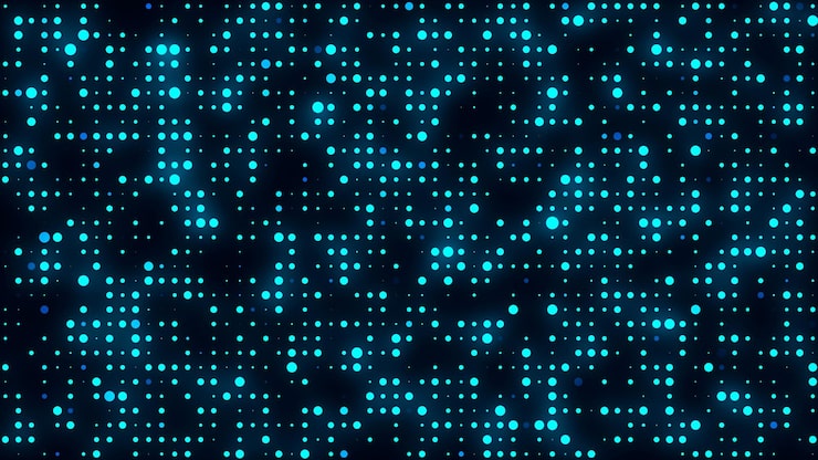 Photo abstract blue vanishing texture the concept of data movement by binary code halftone with noise effect and dots matrix background on screen futuristic pattern 3d rendering