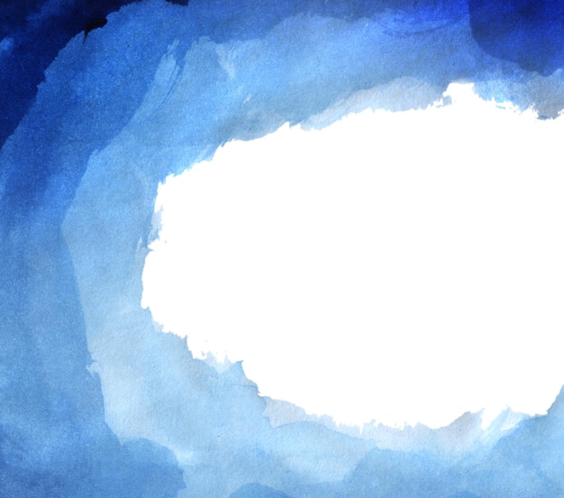 Abstract blue watercolor hand painted background.
