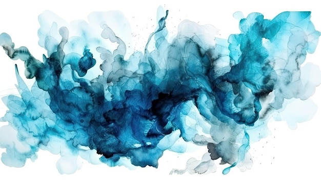 Photo abstract blue watercolor splash on white background