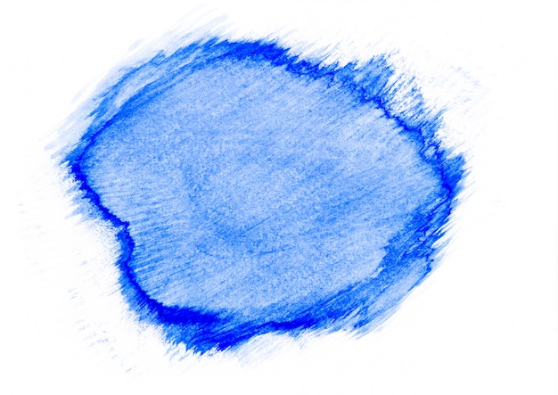 Abstract blue watercolor stain on white paper background. Concept of art.