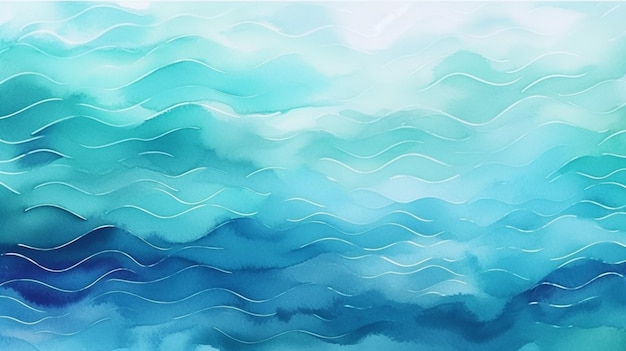 Abstract blue watercolor strokes painting art with liquid fluid texture background The color of the sea wave generative AI