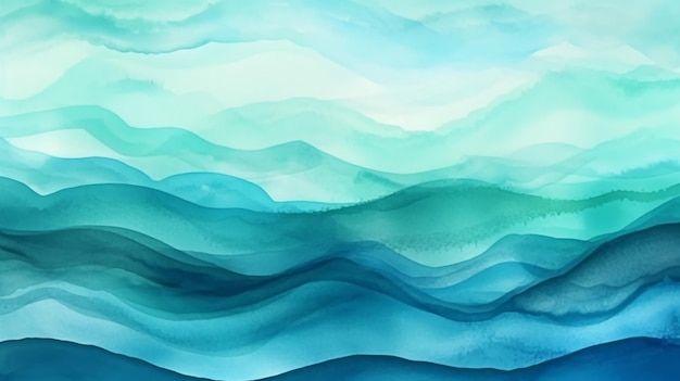 Abstract blue watercolor strokes painting art with liquid fluid texture background The color of the sea wave generative AI