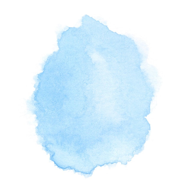 白い背景に抽象的な青い水彩紙に飛び散る色手描きです