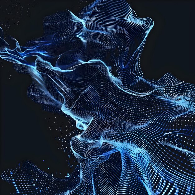 Abstract blue wave on black background abstract background created with generative ai technology