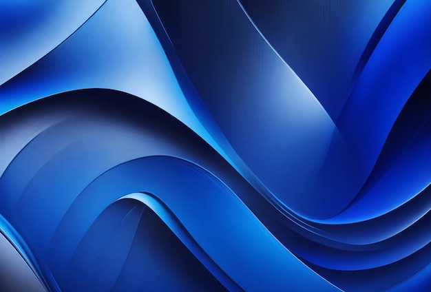 暗い青い背景の抽象的な青い波といくつかの滑らかな線