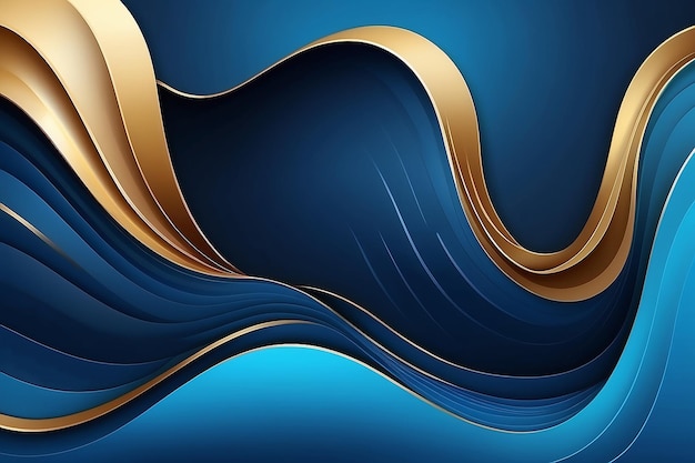 Photo abstract blue wavy background with gold line wave can be used for banner sale wallpaper for brochure