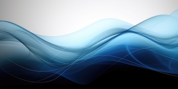 Abstract blue wavy flowing lines background Generative AI AIG21