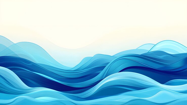 Photo abstract blue wavy pattern on a white background