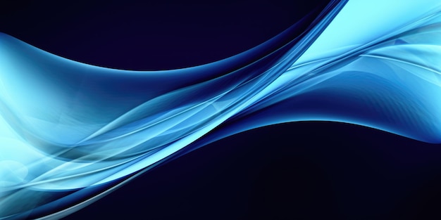 Абстрактный синий волнистый фон с плавными линиями Generative AI AIG21