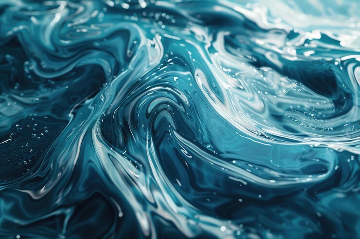 Photo abstract blue and white liquid swirls and waves background