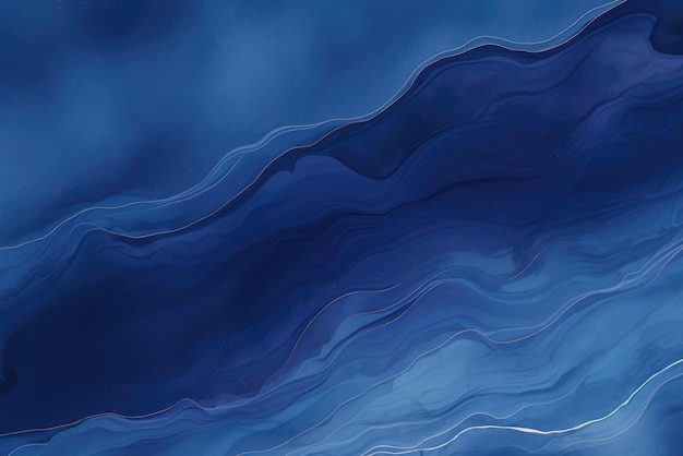 abstract blue and white waves painting