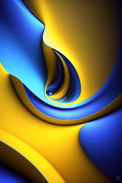 Abstract blue and yellow fractal shapes digital fractal art computer creativity 3d rendering