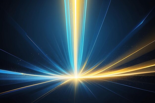 Abstract blue and yellow light rays effect background